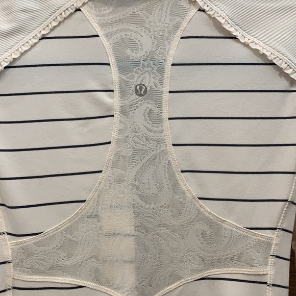 Striped Collared Lace 1/2 Zip Longsleeve - Picture 8 of 10